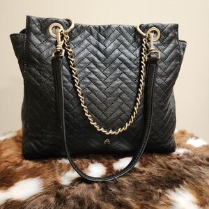 🔥Amazing Condition🔥 Etienne Aigner Black Leather Shoulder Bag Purse